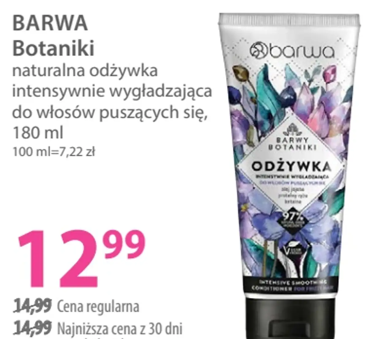 BARWA Botaniki naturalna odżywka intensywnie wygładzająca do włosów puszczących się