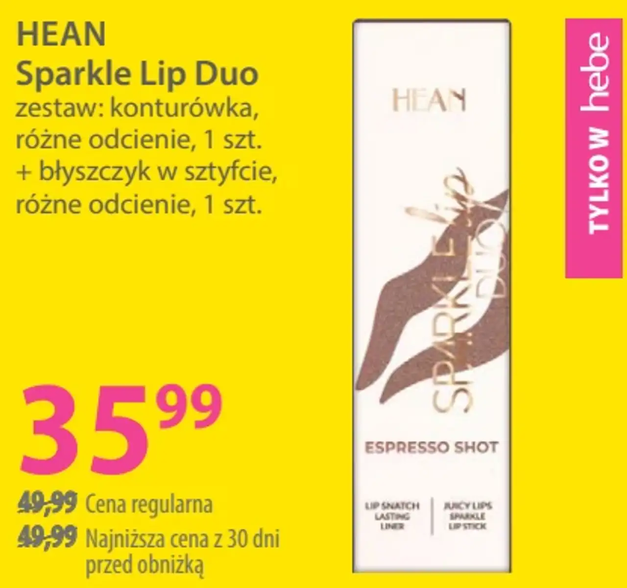 HEAN Sparkle Lip Duo zestaw: konturówka, różne odcienie, 1 szt. + błyszczyk w sztyfcie, różne odcienie, 1 szt.