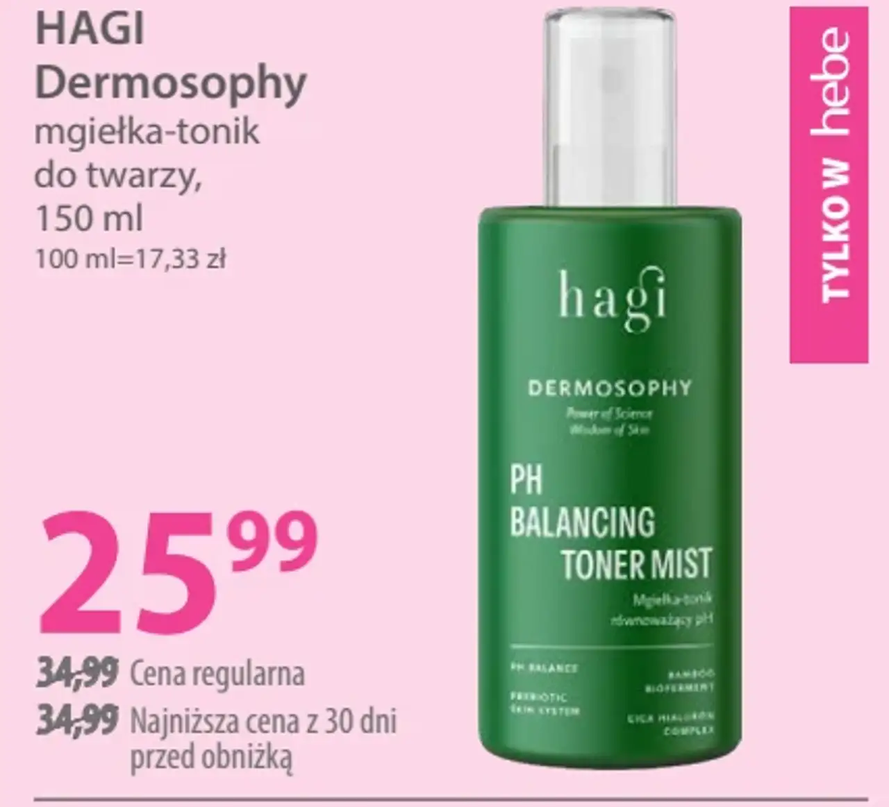 HAGI Dermosophy mgiełka-tonik do twarzy, 150 ml
