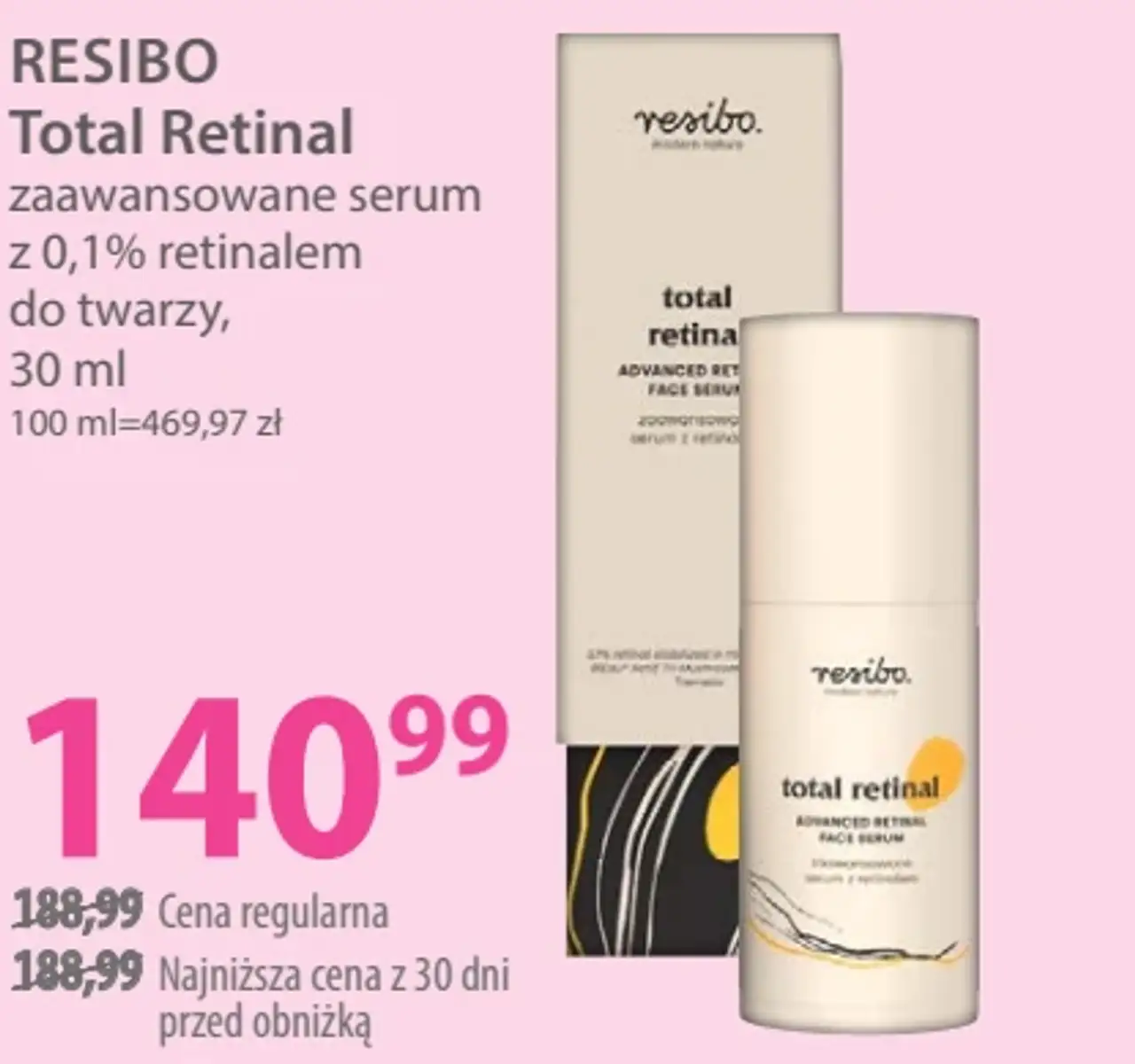 RESIBO Total Retinal zaawansowane serum z 0,1% retinalem do twarzy, 30 ml