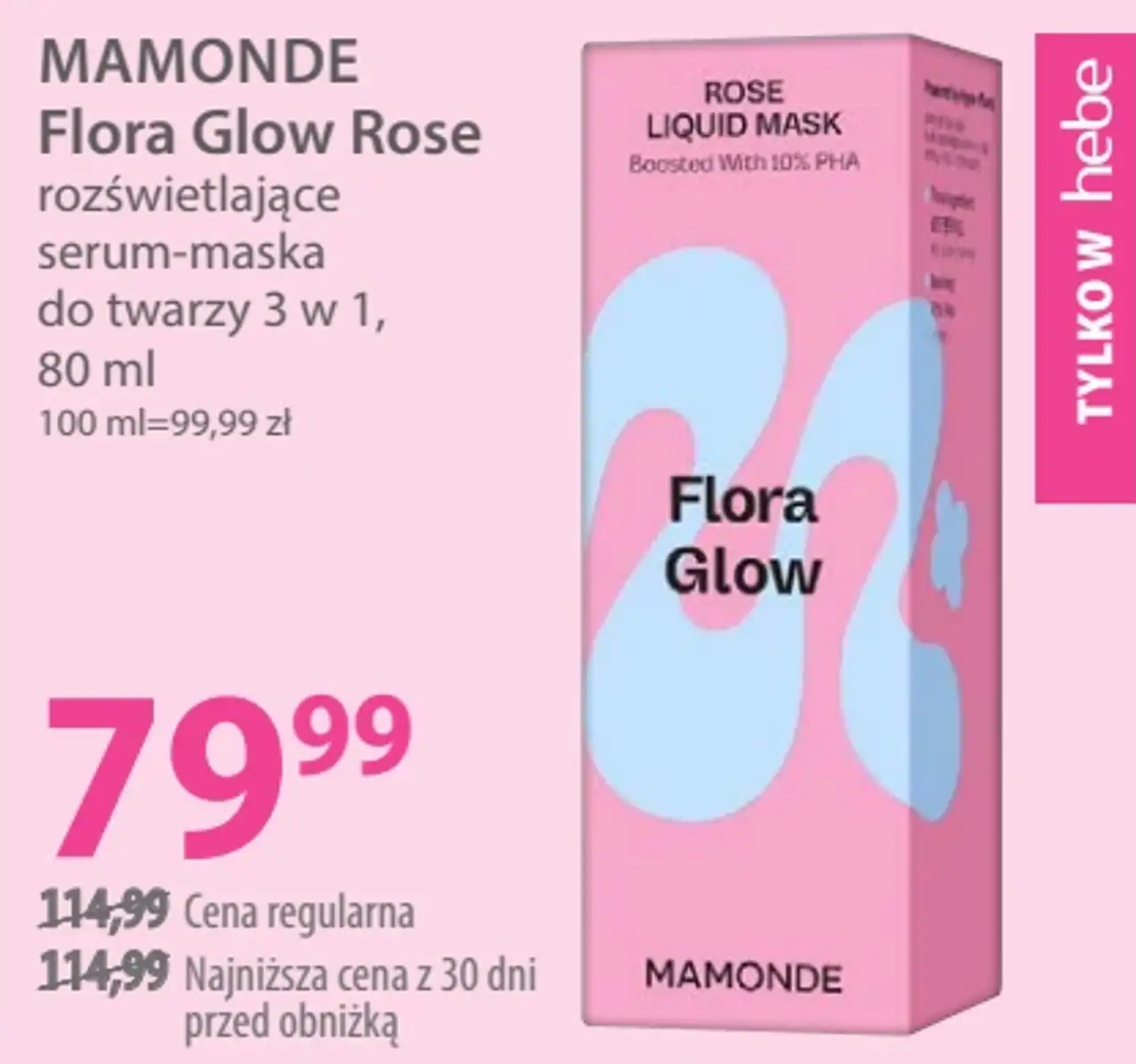 MAMONDE Flora Glow Rose rozświetlające serum-maska do twarzy 3 w 1