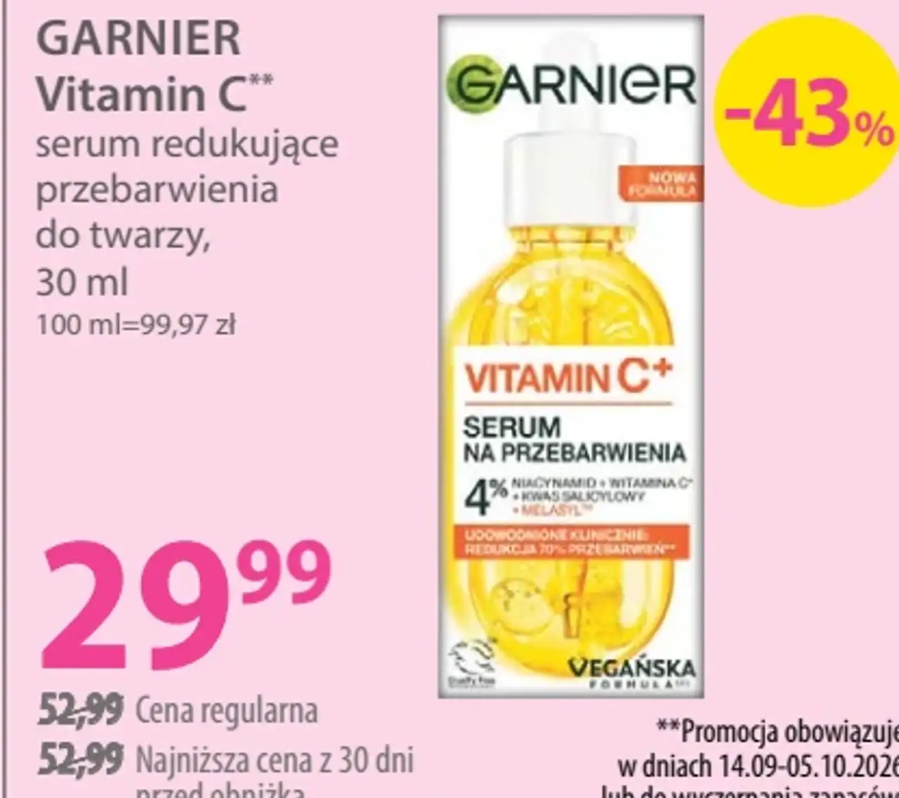 GARNIER Vitamin C serum redukujące przebarwienia do twarzy