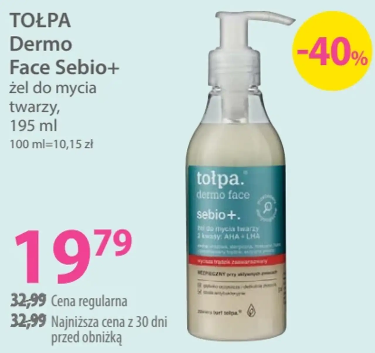 TOŁPA Dermo Face Sebio+ żel do mycia twarzy, 195 ml