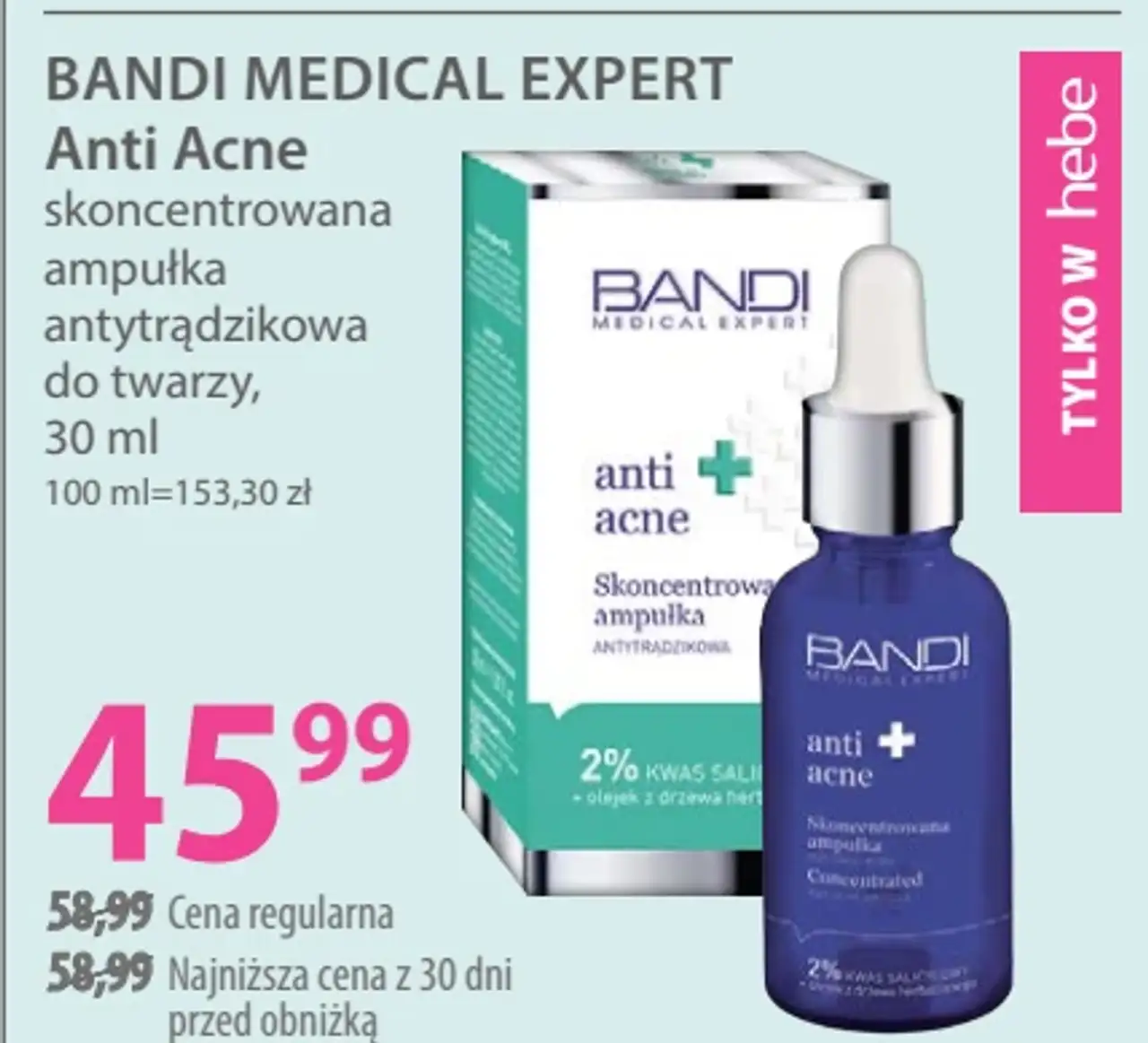 BANDI MEDICAL EXPERT Anti Acne skoncentrowana ampułka antytrądzikowa do twarzy, 30 ml