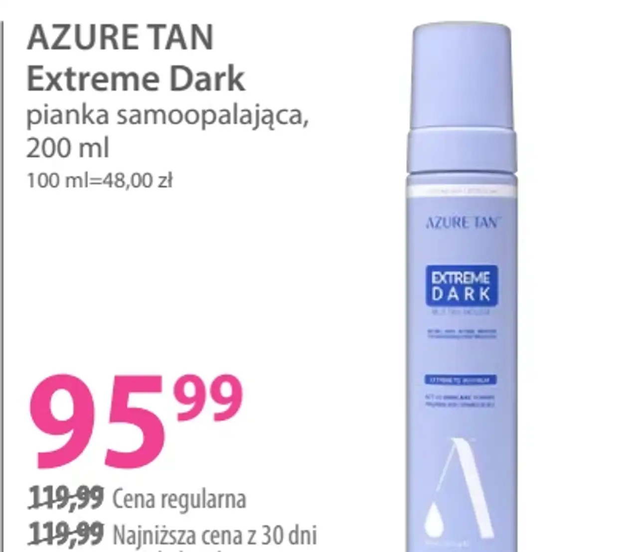 Azure Tan Extreme Dark pianka samoopalająca, 200 ml