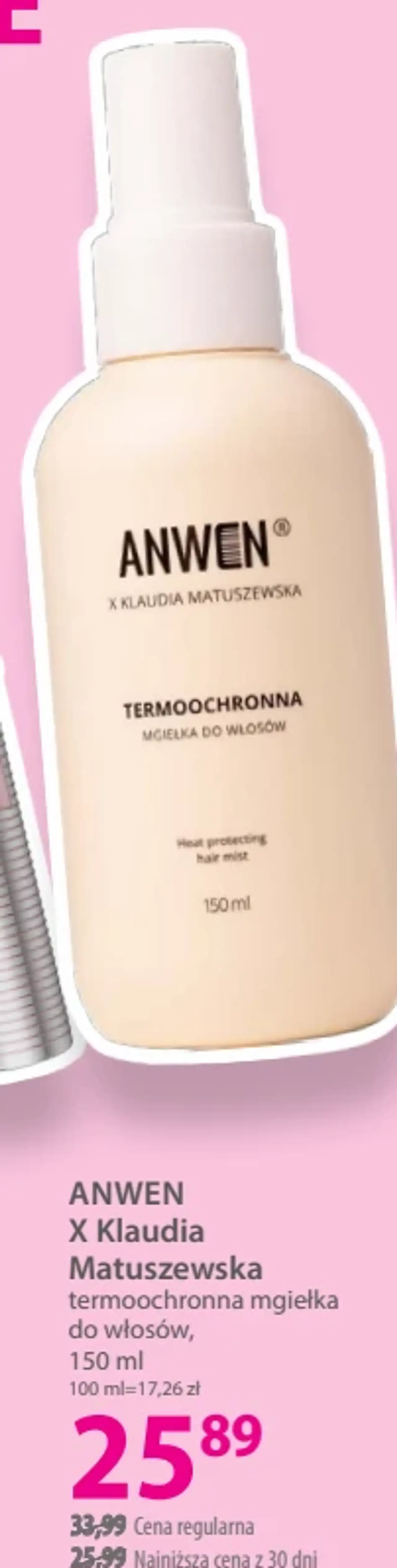 ANWEN X Klaudia Matuszewska termoochronna mgiełka do włosów