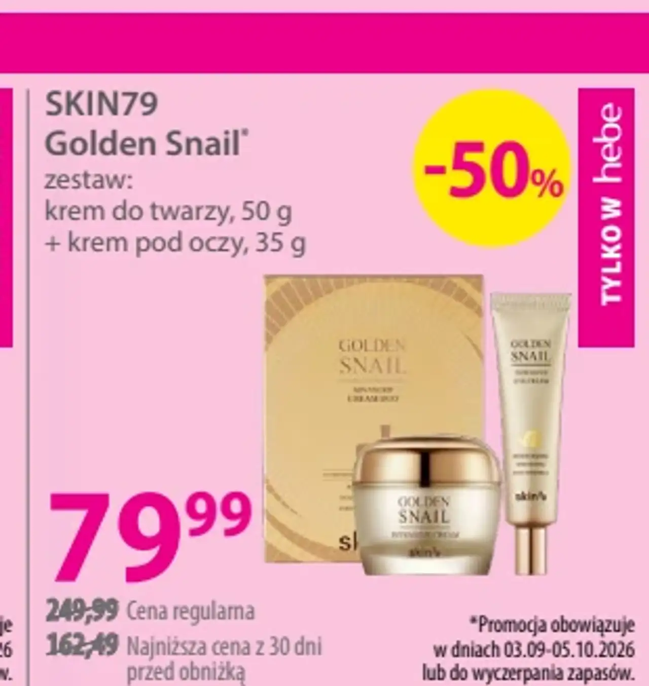 SKIN79 Golden Snail zestaw: krem do twarzy + krem pod oczy