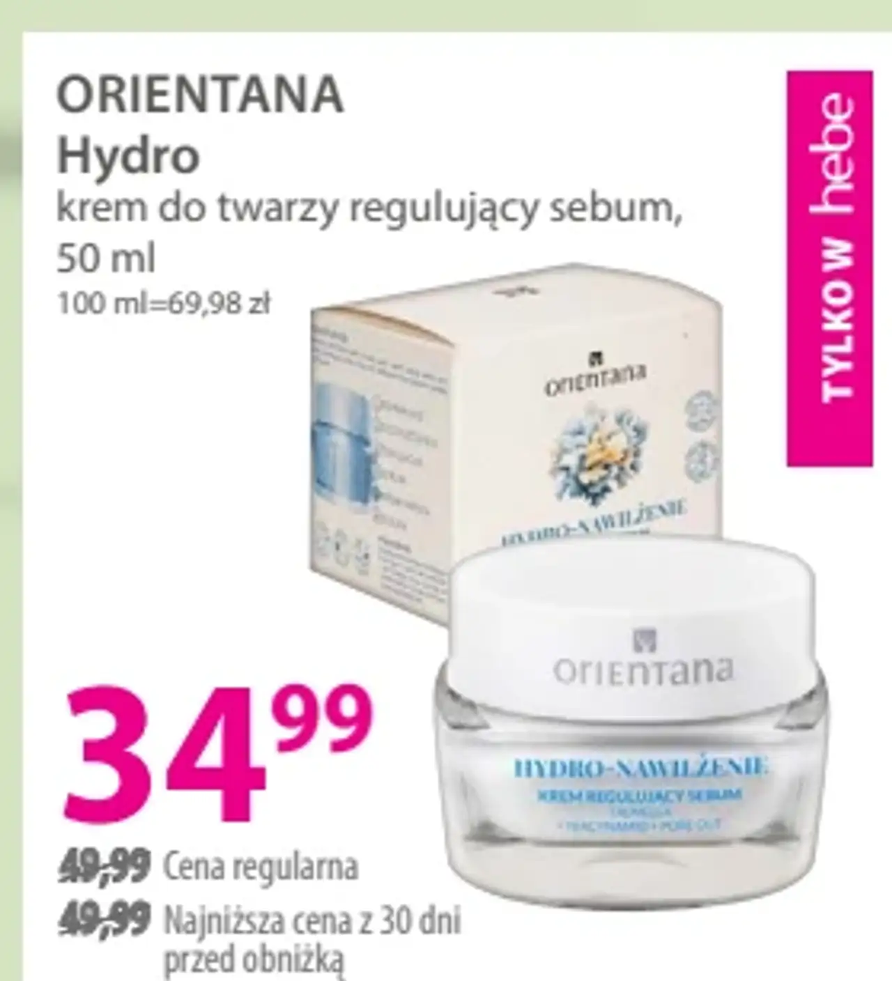 Orientana Hydro krem do twarzy regulujący sebum