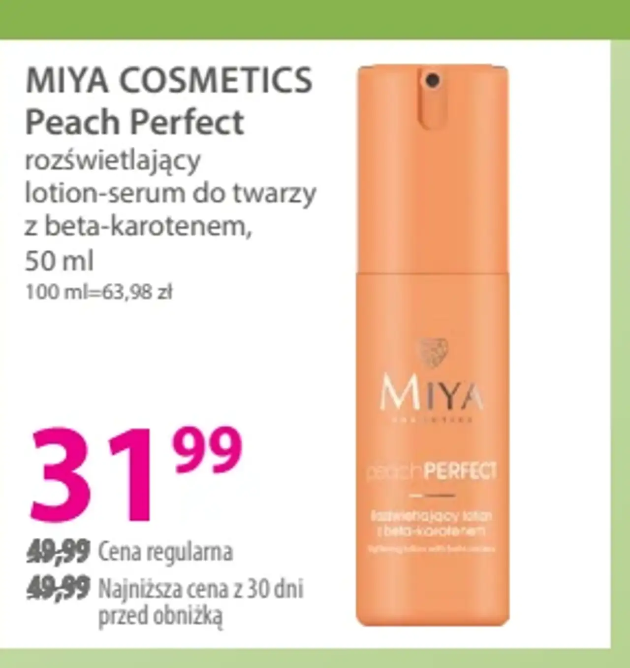 Miya Cosmetics Peach Perfect rozświetlający lotion-serum do twarzy z beta-karotenem