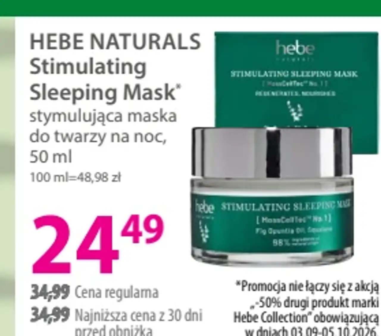 HEBE NATURALS Stimulating Sleeping Mask stymulująca maska do twarzy na noc