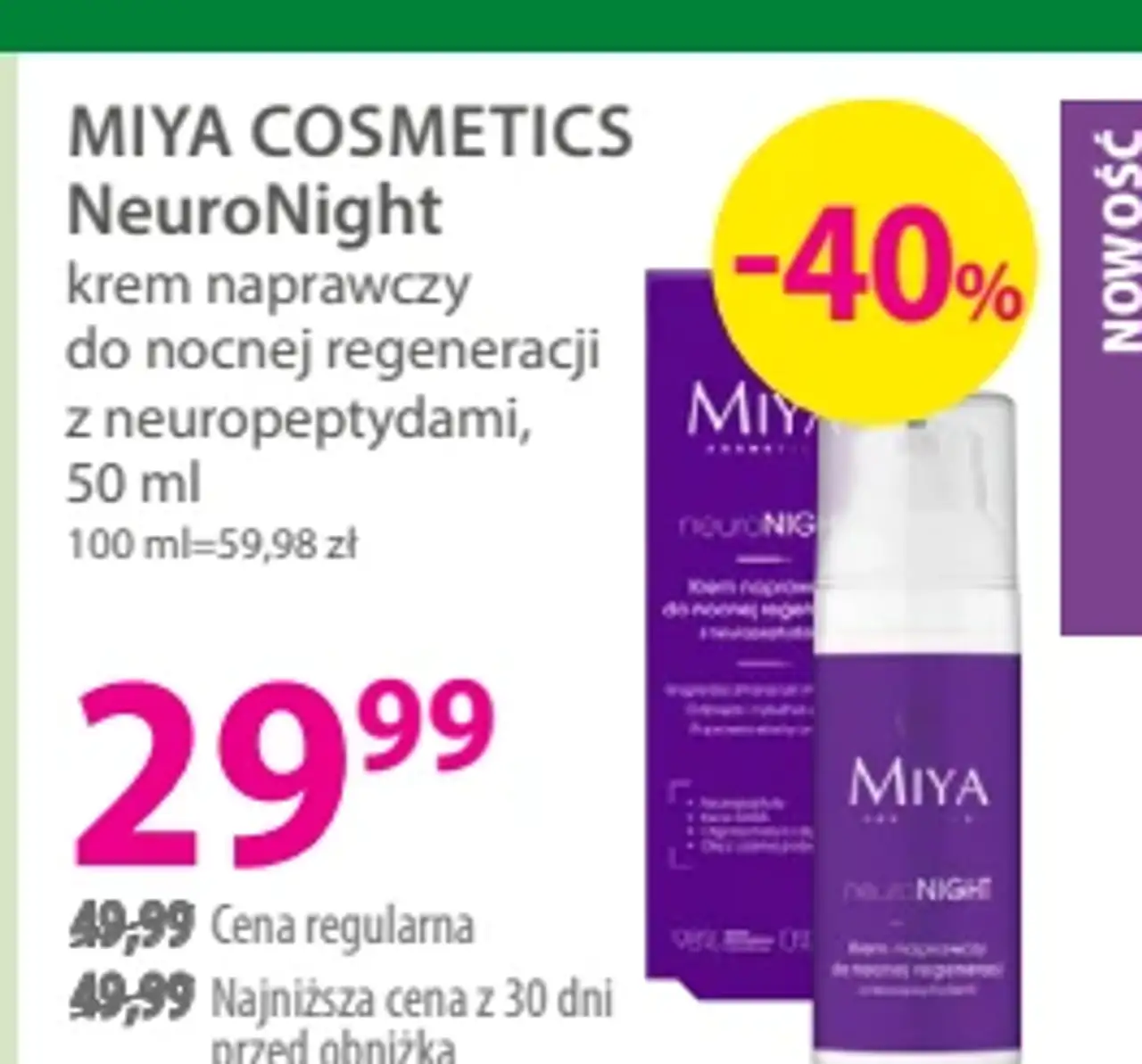 MIYA COSMETICS NeuroNight krem naprawczy do nocnej regeneracji z neuropeptydami