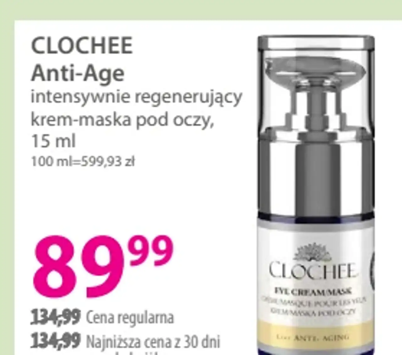 CLOCHEE Anti-Age intensywnie regenerujący krem-maska pod oczy