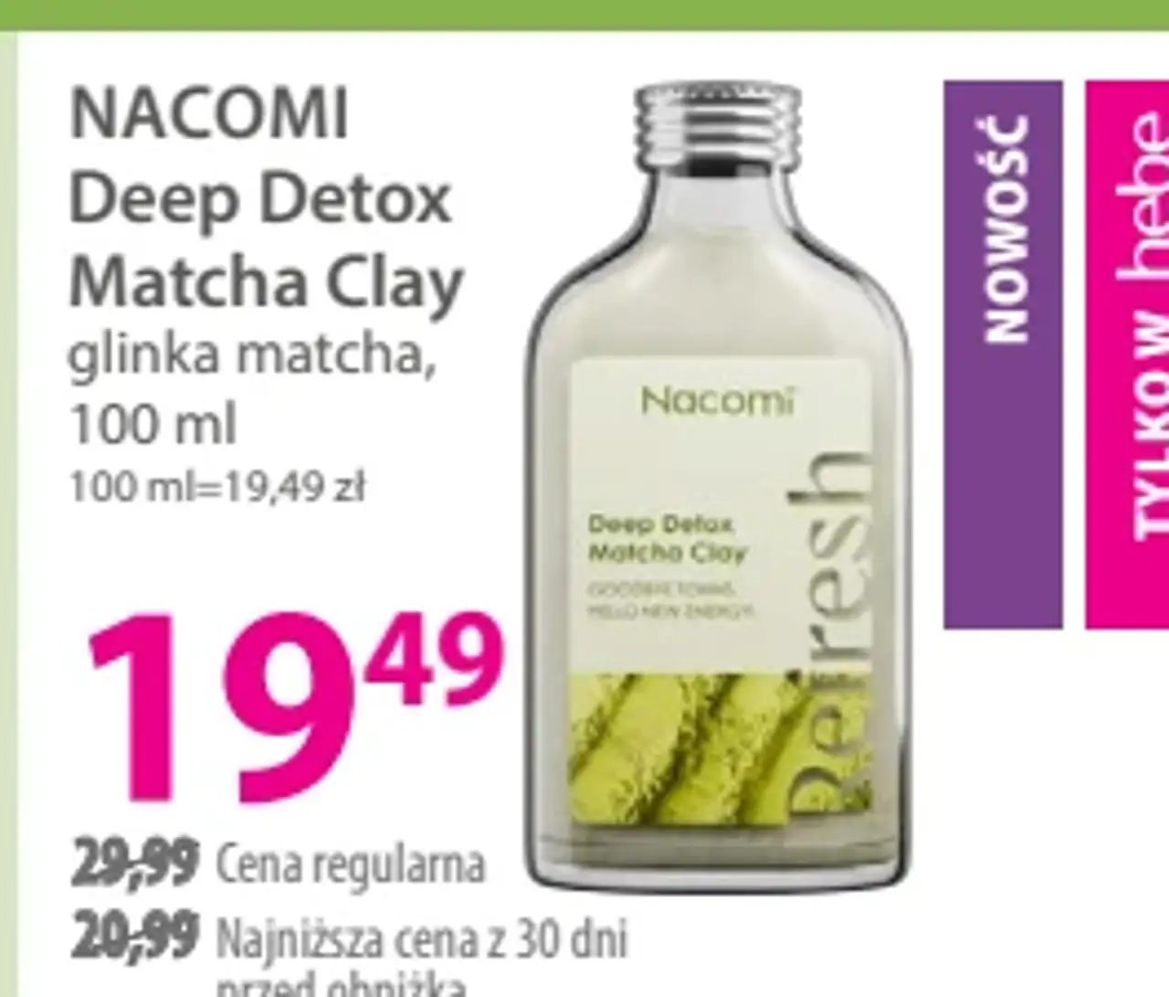 NACOMI Deep Detox Matcha Clay glinka matcha