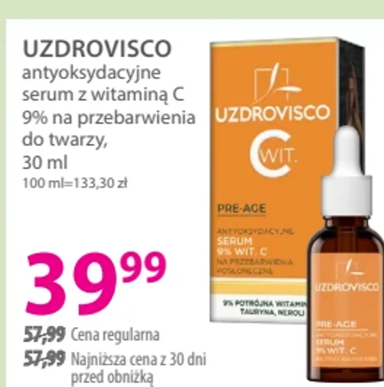 UZDROVISCO antyoksydacyjne serum z witaminą C na przebarwienia do twarzy