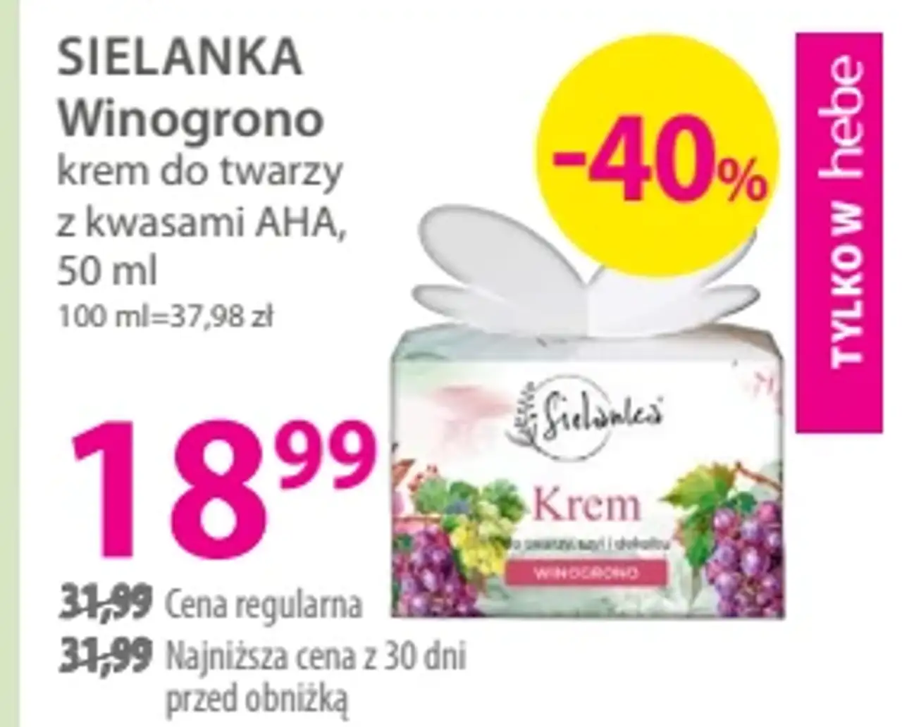 SIELANKA Winogrono krem do twarzy z kwasami AHA