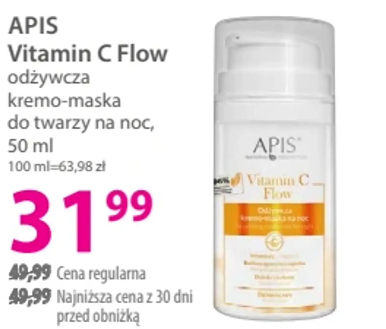 APIS Vitamin C Flow odżywcza kremo-maska do twarzy na noc