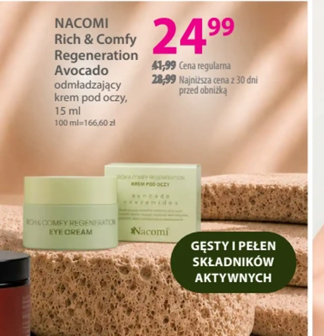 NACOMI Rich & Comfy Regeneration Avocado odmładzający krem pod oczy