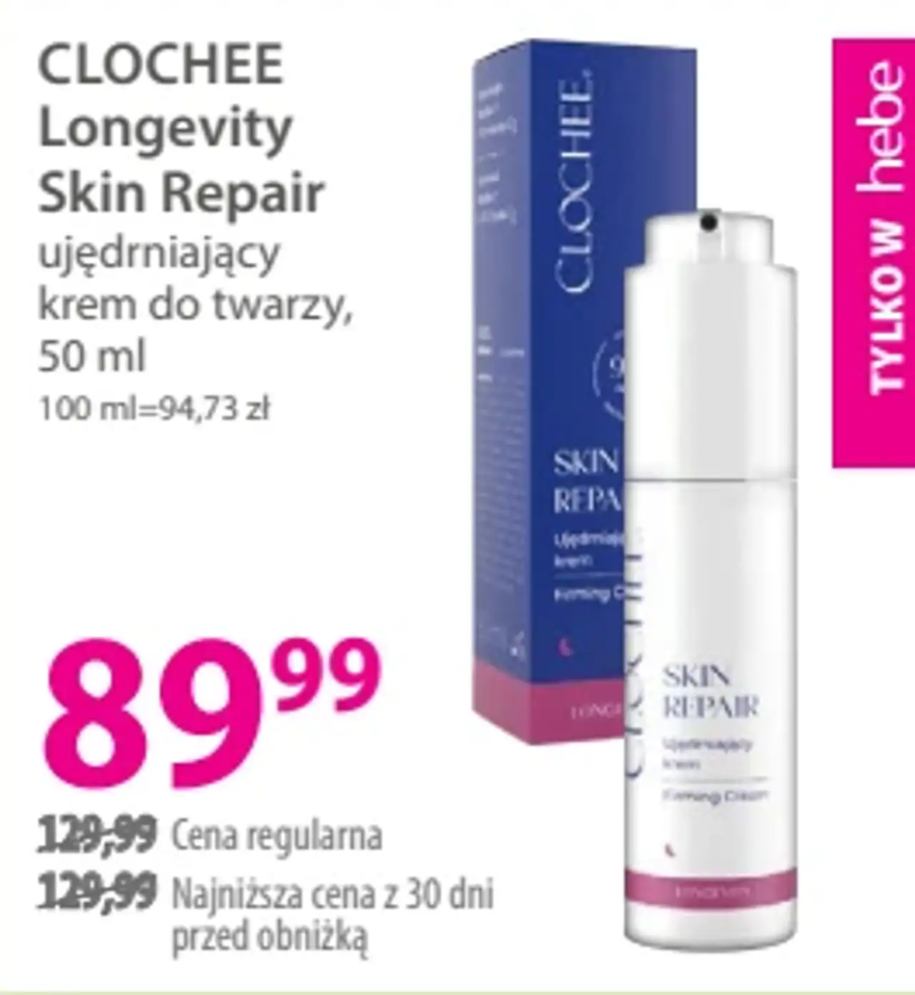 Clochee Longevity Skin Repair ujędrniający krem do twarzy