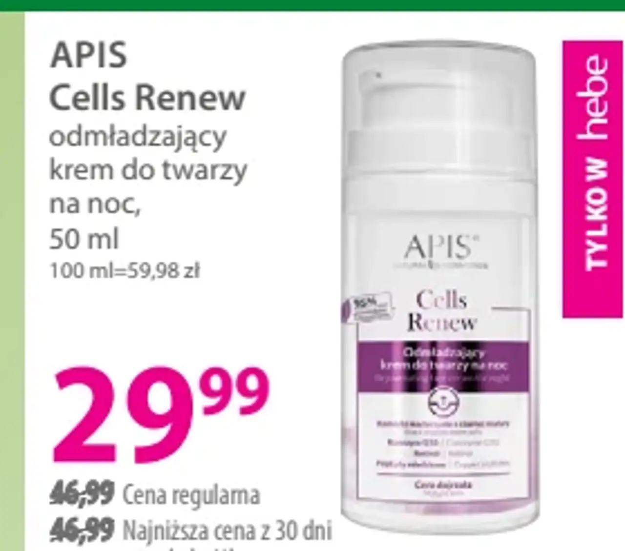 APIS Cells Renew odmładzający krem do twarzy na noc