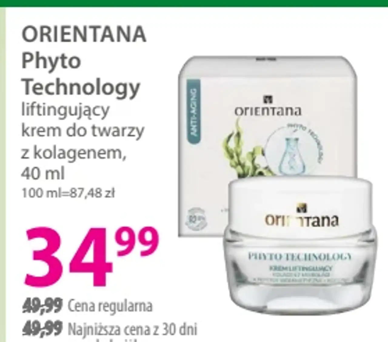 Orientana Phyto Technology liftingujący krem do twarzy z kolagenem