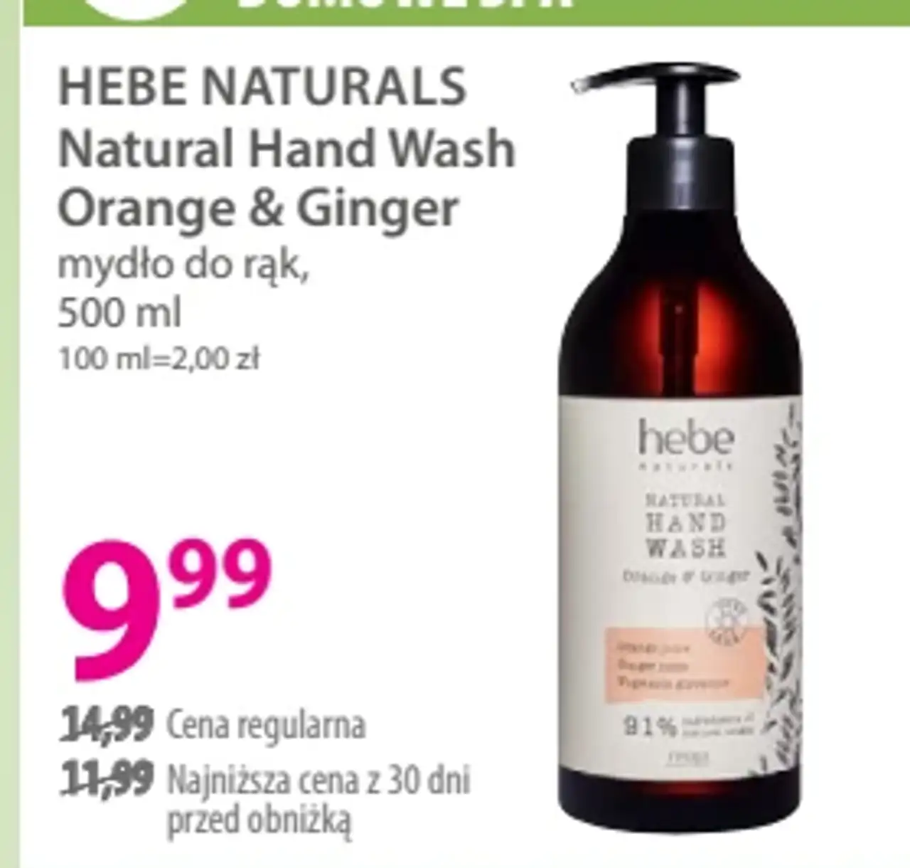 Hebe Naturals Natural Hand Wash Orange & Ginger mydło do rąk