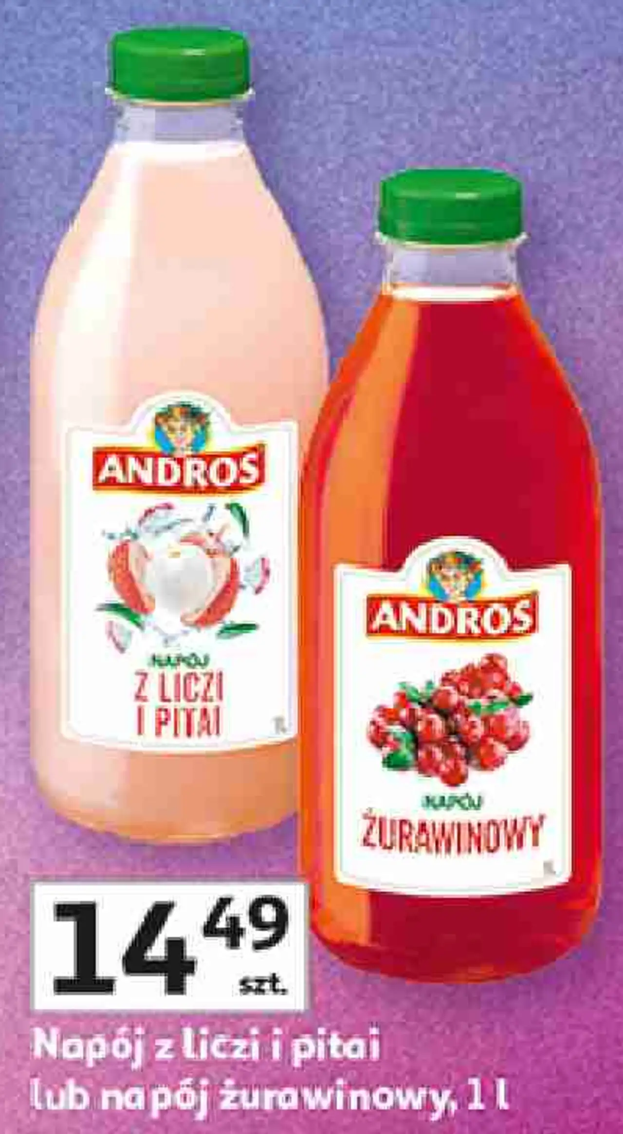 Andros Napój z liczi i pitai lub żurawinowy