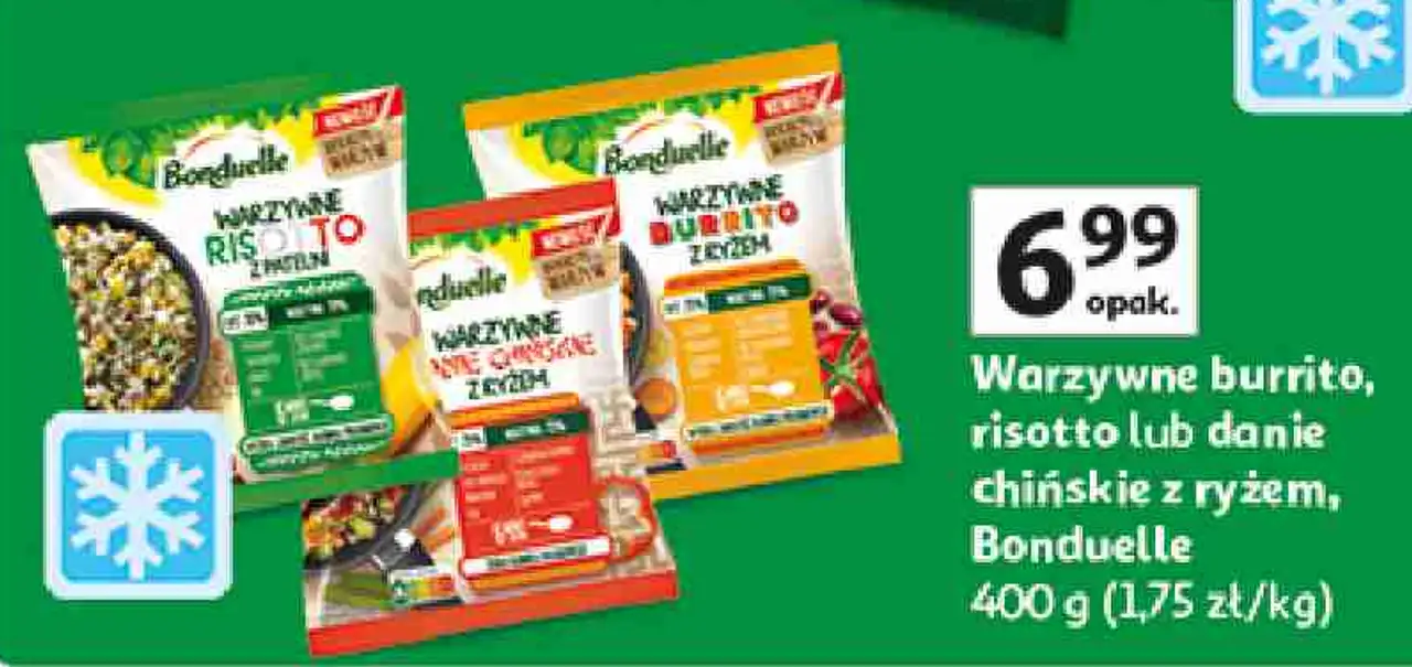 Warzywne burrito, risotto lub danie chińskie z ryżem, Bonduelle