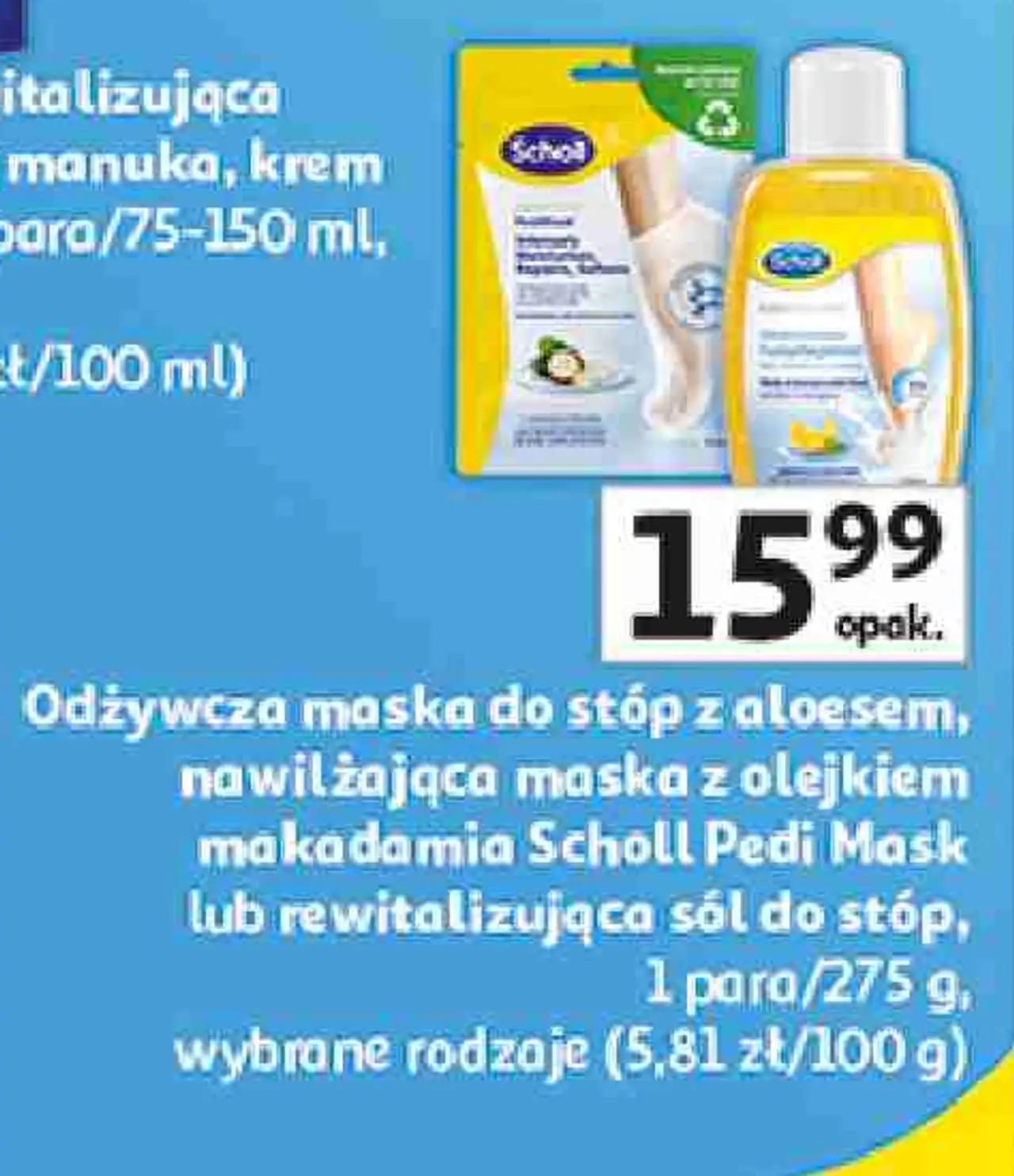 Odżywcza maska do stóp, nawilżająca maska lub rewitalizująca maska do stóp Scholl Pedi Mask