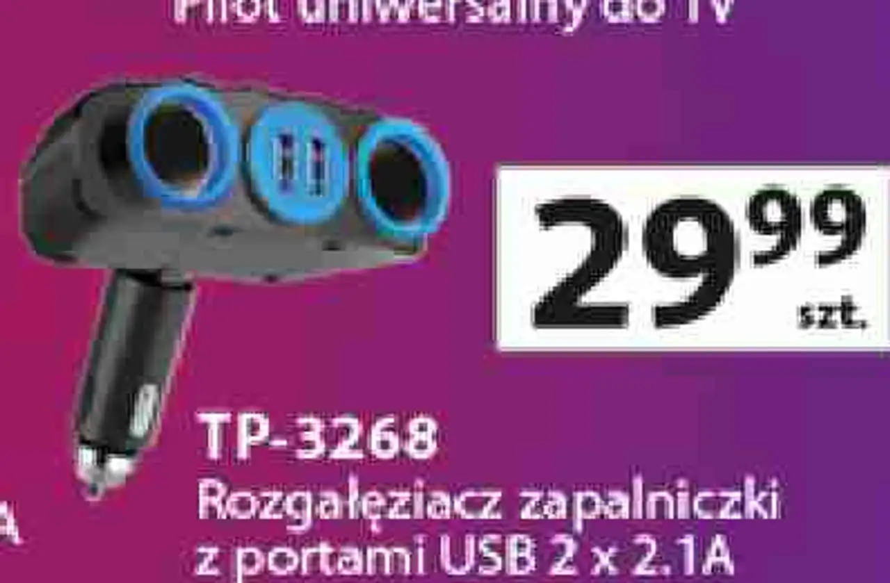 TP-3268 Rozgałęziacz zapalniczki z portami USB 2 x 2.1A