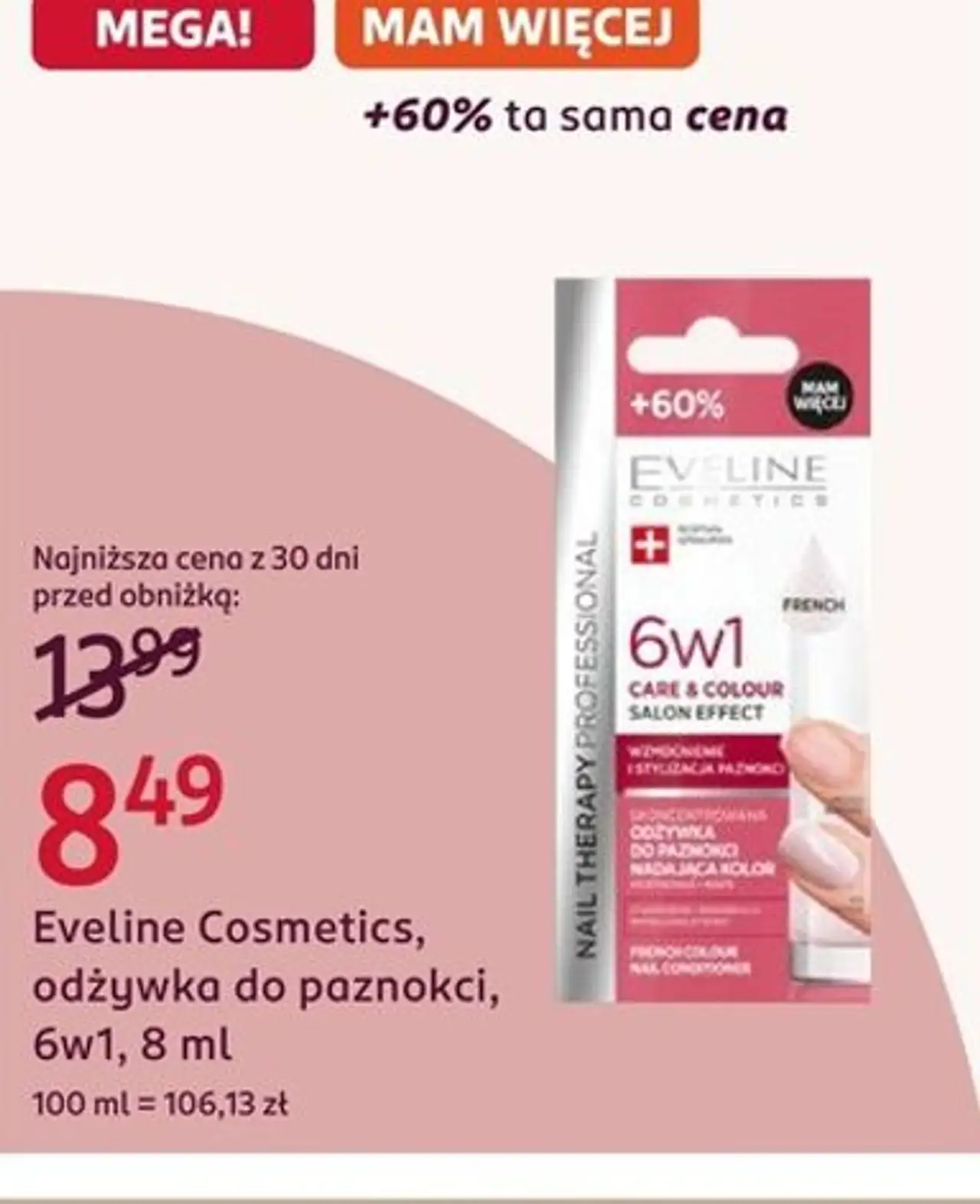 Eveline Cosmetics Nail Therapy Professional, odżywka do paznokci, 6w1, 8 ml
