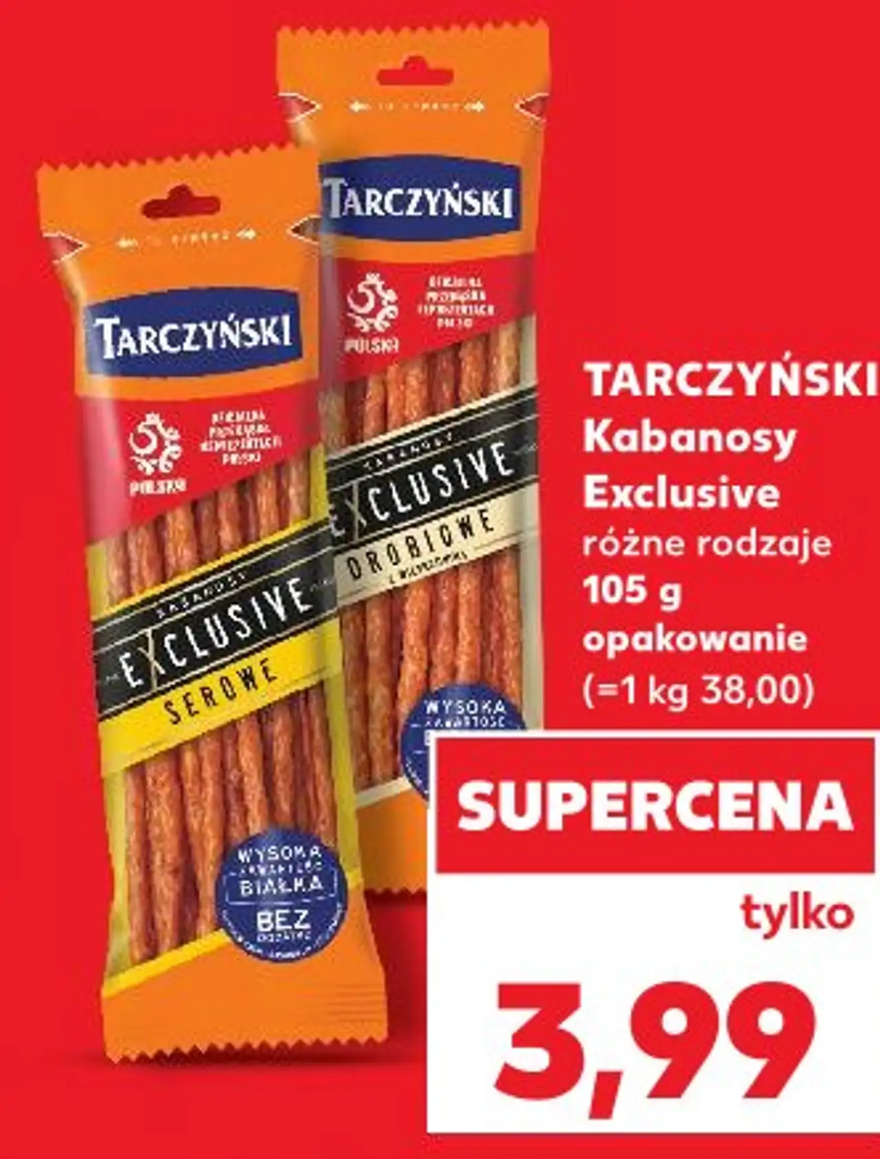 TARCZYŃSKI Kabanosy Exclusive różne rodzaje 105 g opakowanie