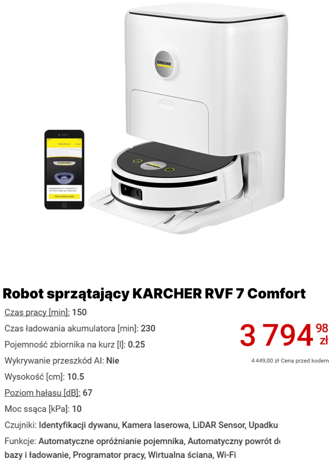 Robot sprzątający KARCHER RVF 7 Comfort