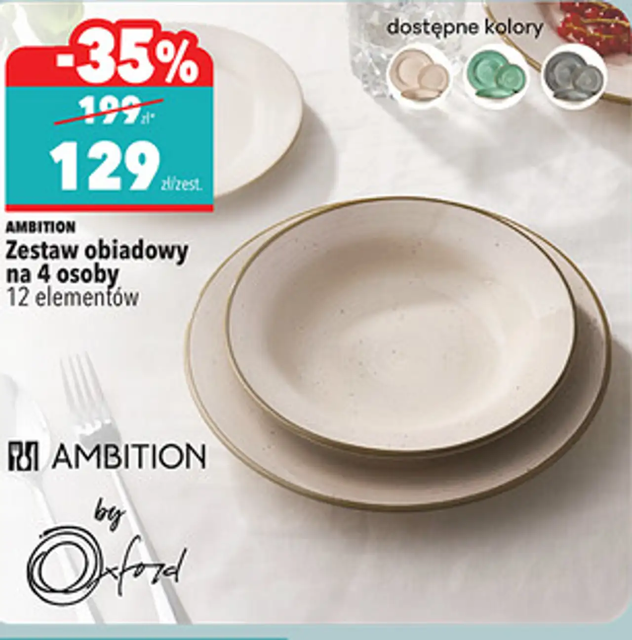 AMBITION Zestaw obiadowy na 4 osoby 12 elementów by Oxford