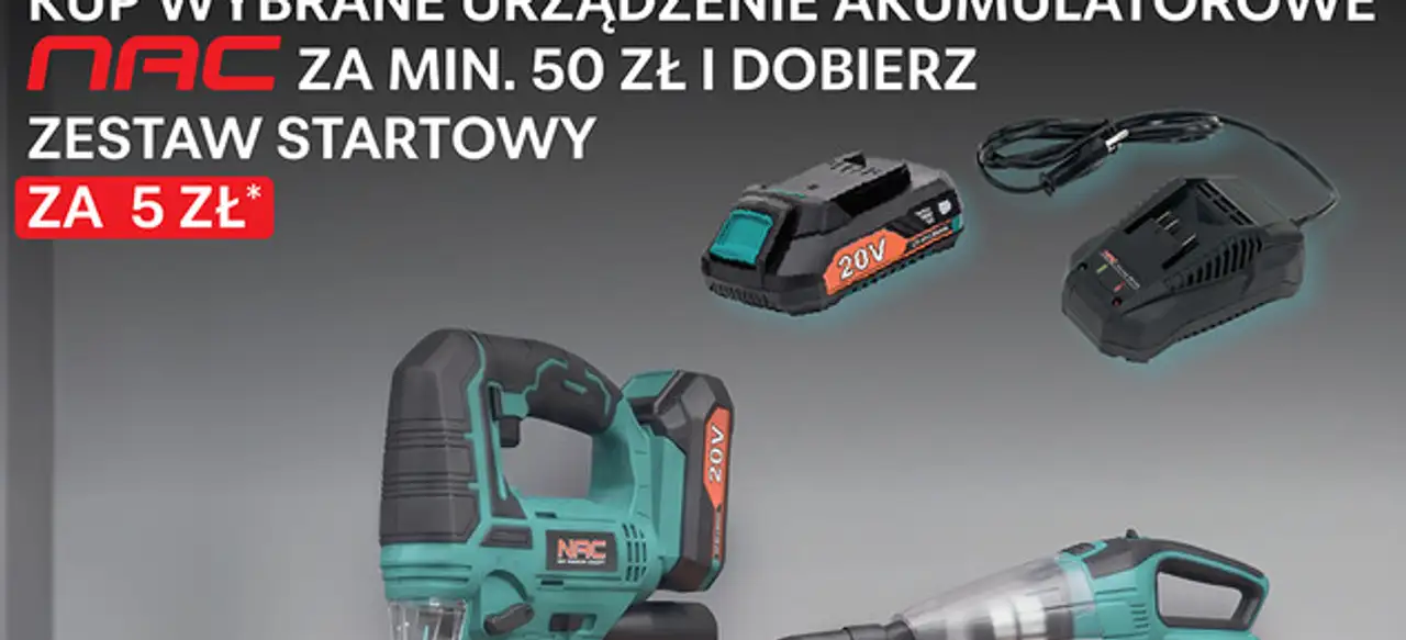 Urządzenia akumulatorowe NAC (wyrzynarka, odkurzacz, akumulator, ładowarka)