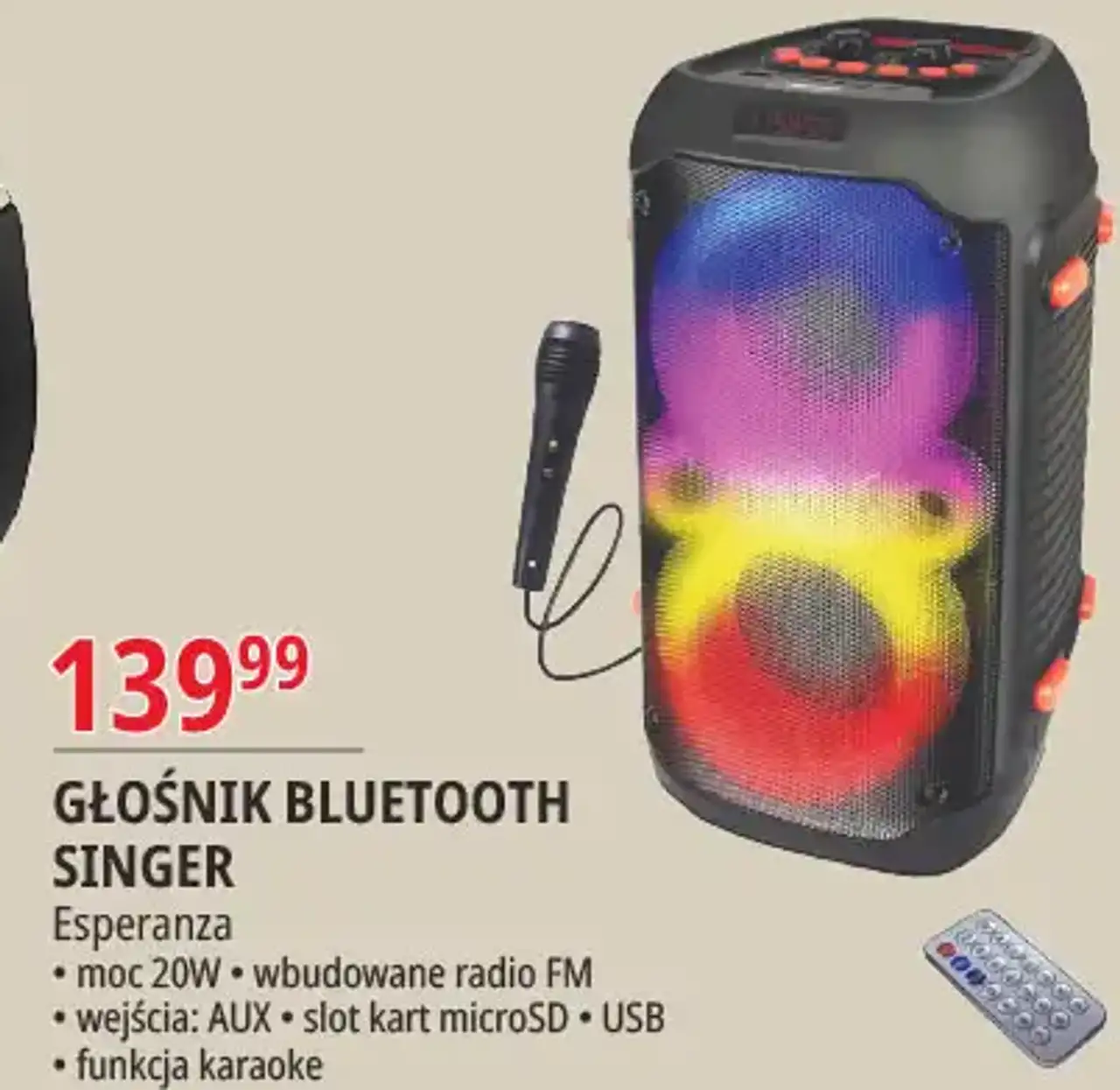 GŁOŚNIK BLUETOOTH SINGER Esperanza
