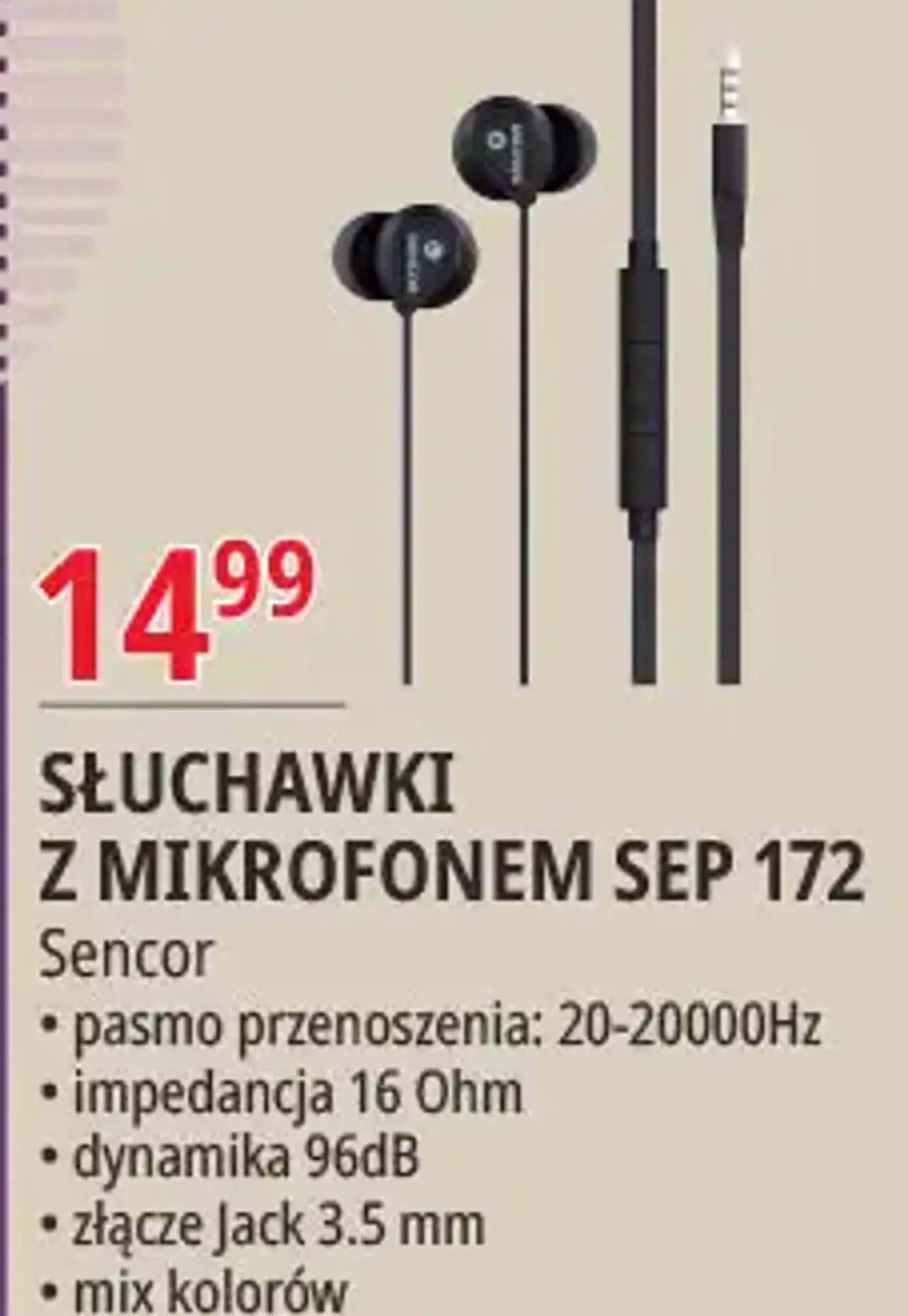 Słuchawki z mikrofonem SEP 172 Sencor