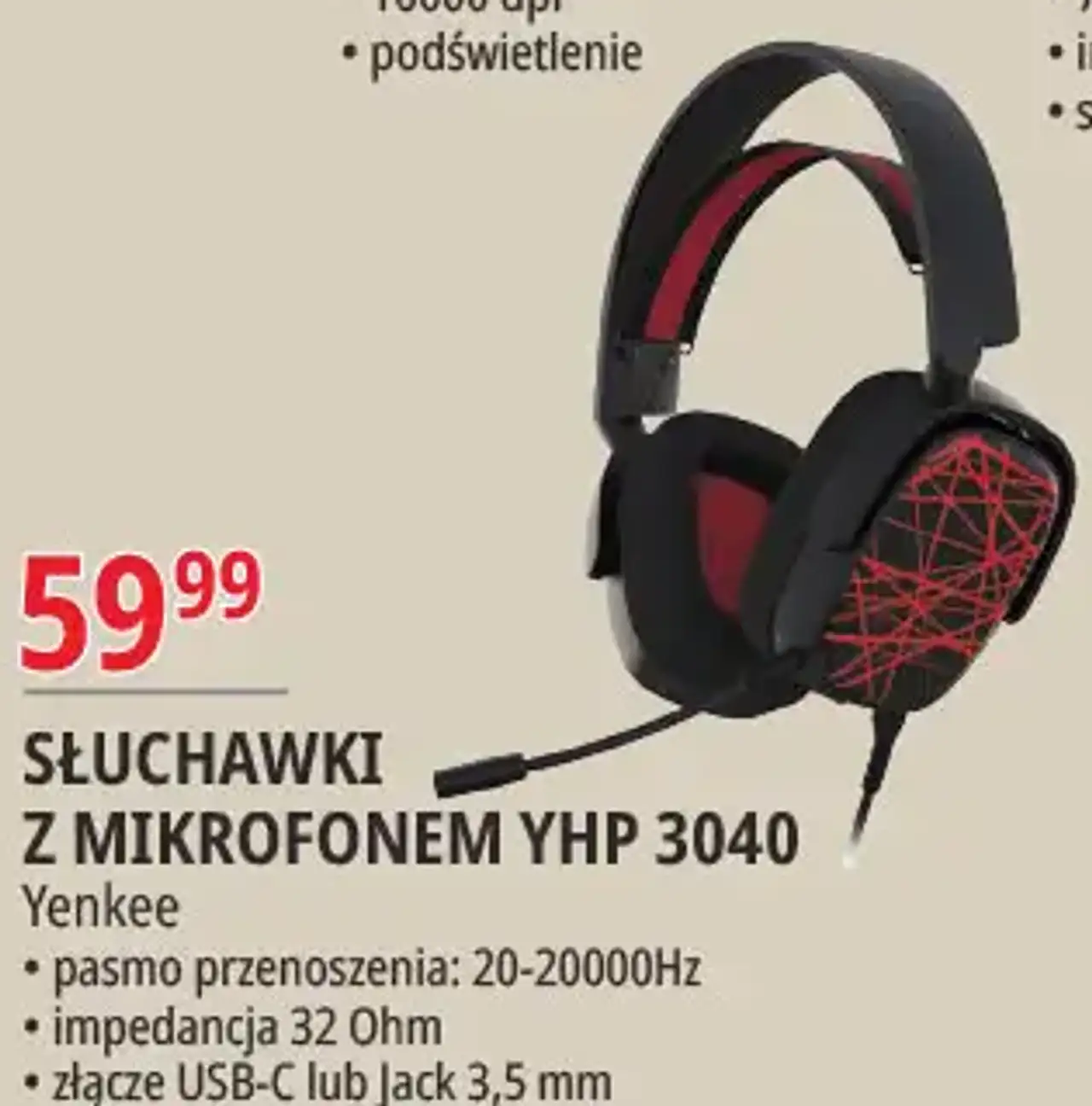 Słuchawki z mikrofonem YHP 3040 Yenkee