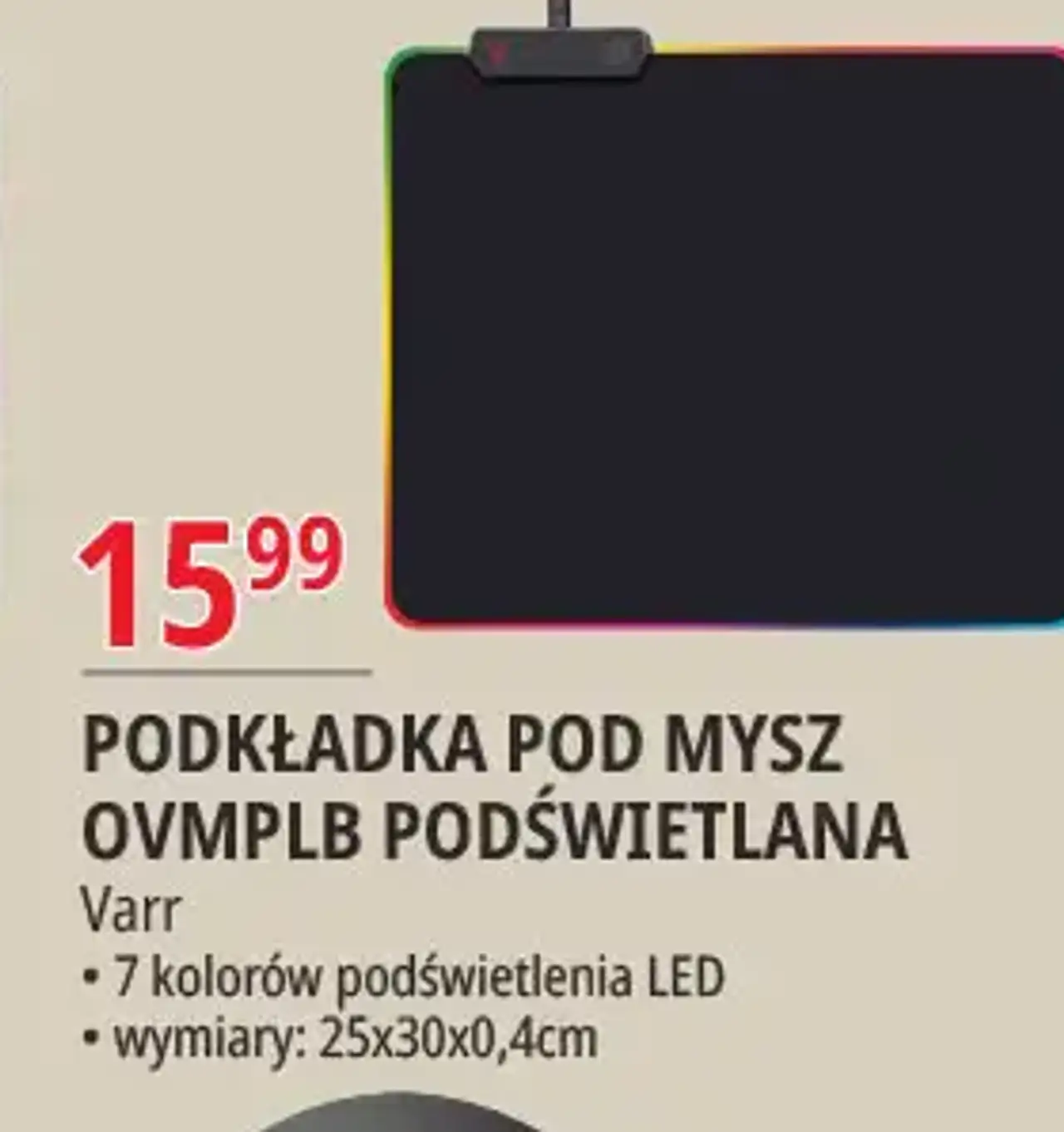 Podkładka pod mysz OVMPLB podświetlana Varr