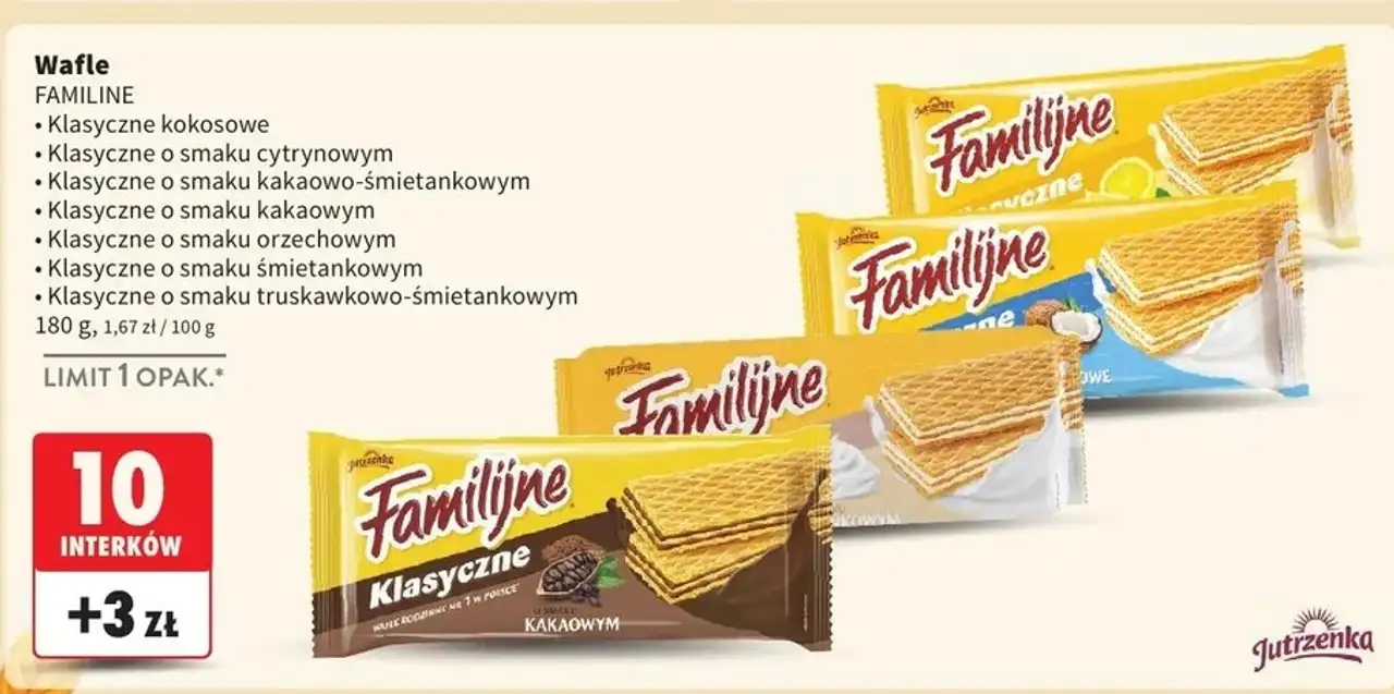 Wafle kakaowo-śmietankowe Jutrzenka Familijne