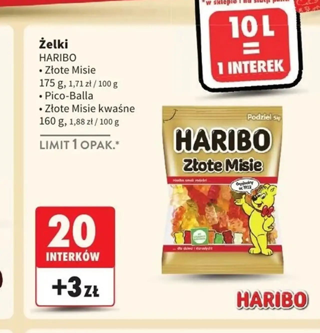 Żelki kwaśne Haribo Złote Misie