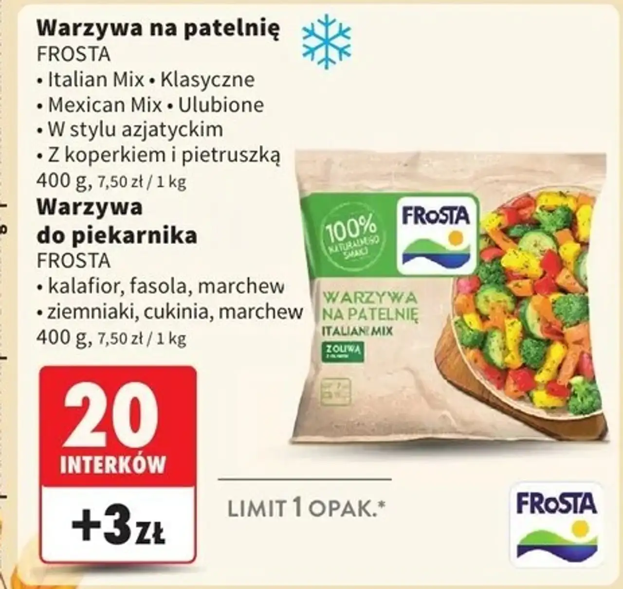 Warzywa do piekarnika kalafior-fasola-marchew Frosta