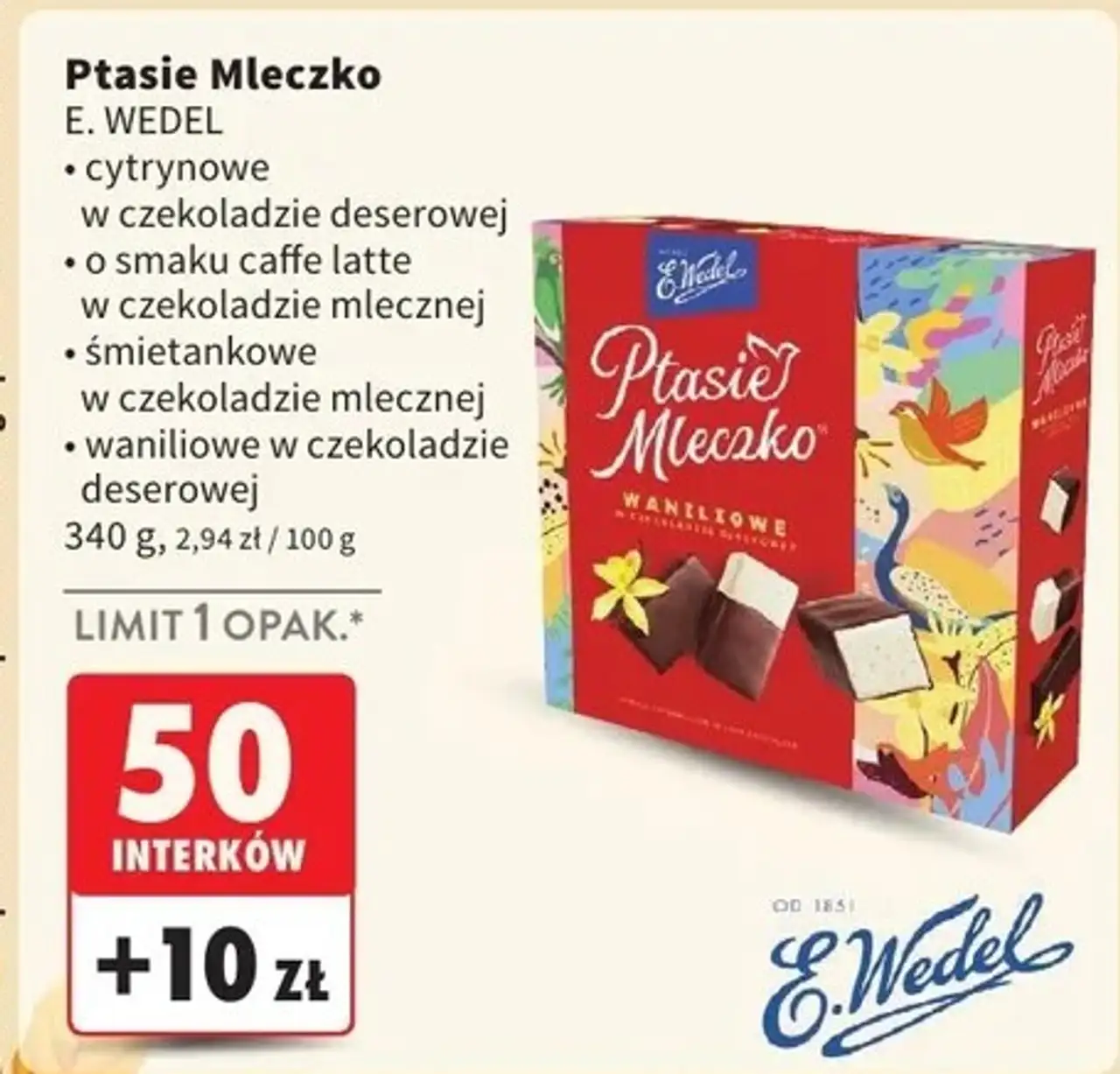 Czekoladki cytrynowe E. Wedel Ptasie Mleczko