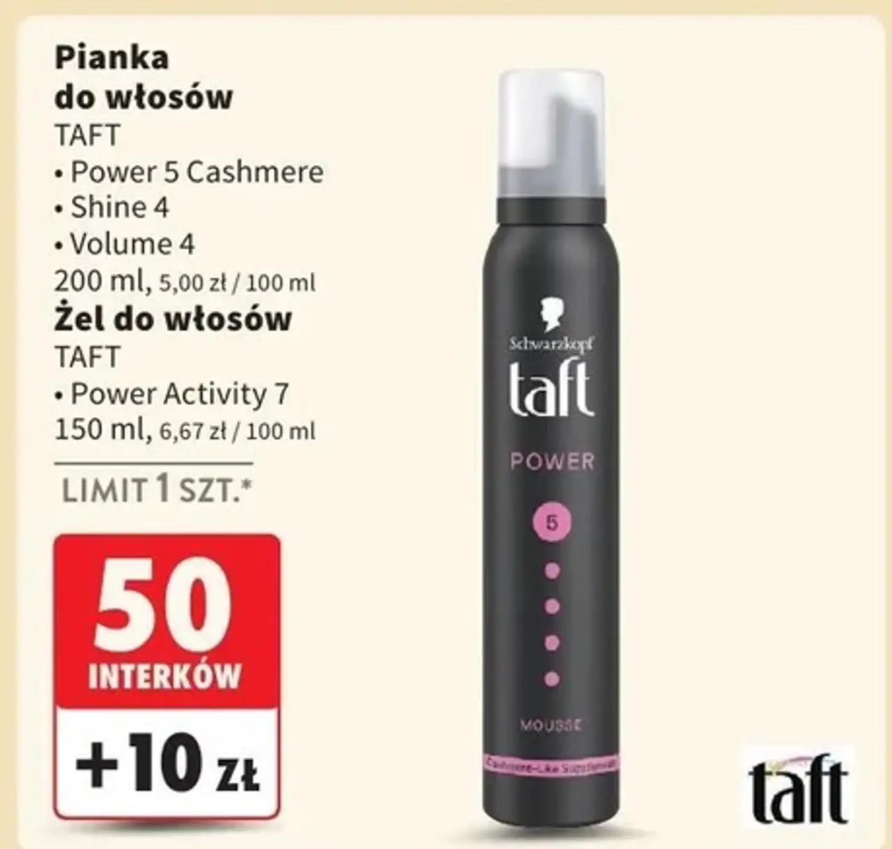 Pianka do włosów hold 4 Taft Volume