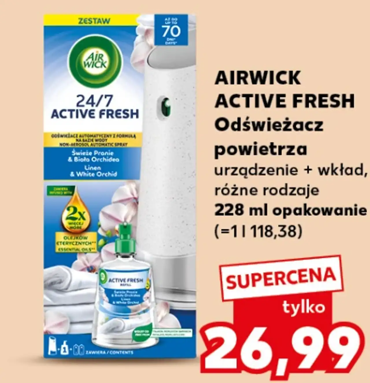 Airwick Active Fresh Odświeżacz powietrza urządzenie + wkład