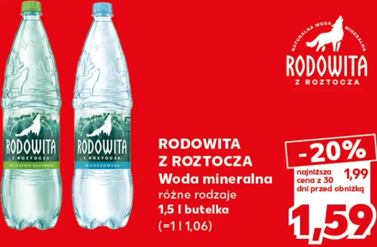 Rodowita z Roztocza Woda mineralna różne rodzaje 1,5 l butelka