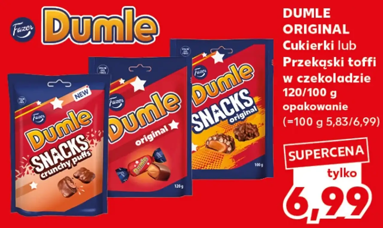 Fazer Dumle Original Cukierki lub Przekąski toffi w czekoladzie