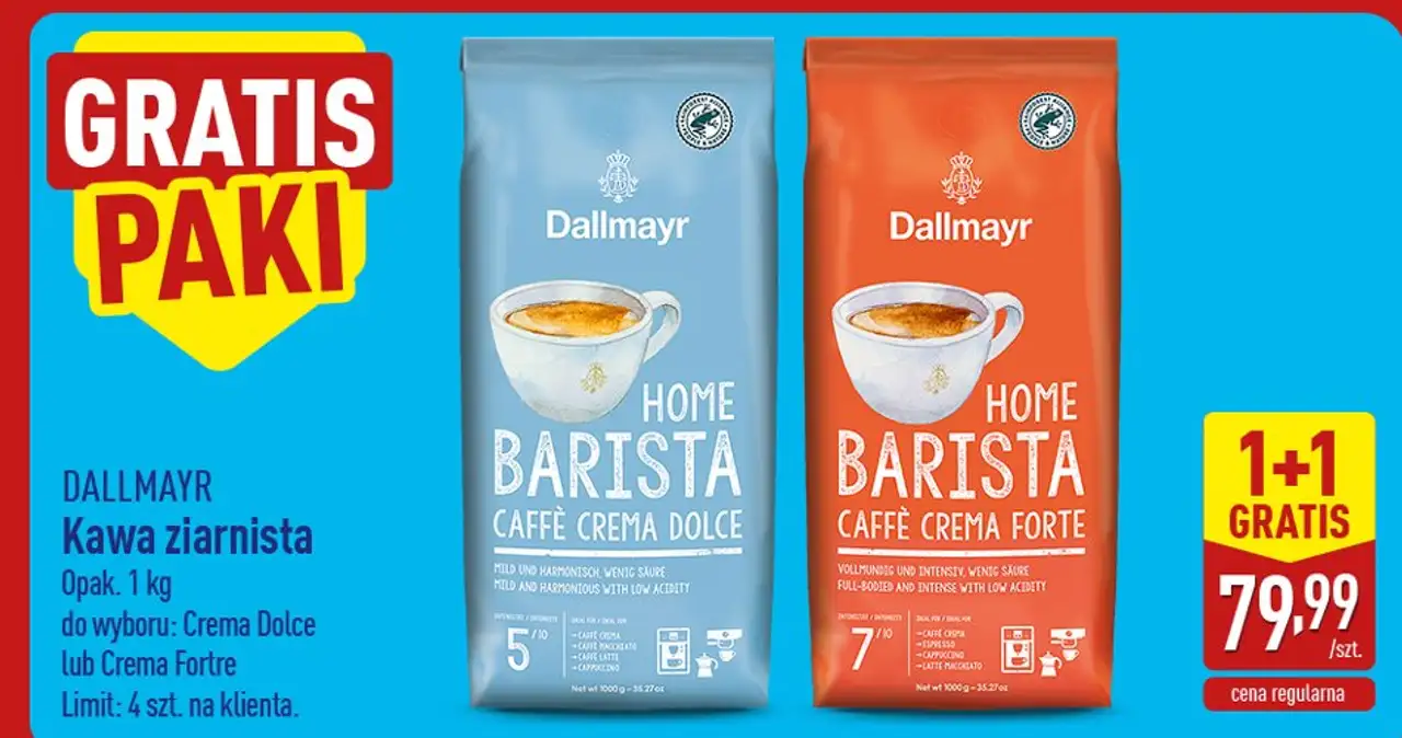 Dallmayr Kawa ziarnista Home Barista Caffè Crema Dolce / Caffè Crema Forte