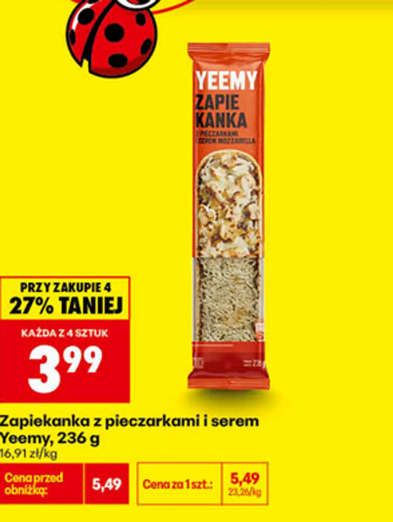 Zapiekanka z pieczarkami i serem Yeemy, 236 g