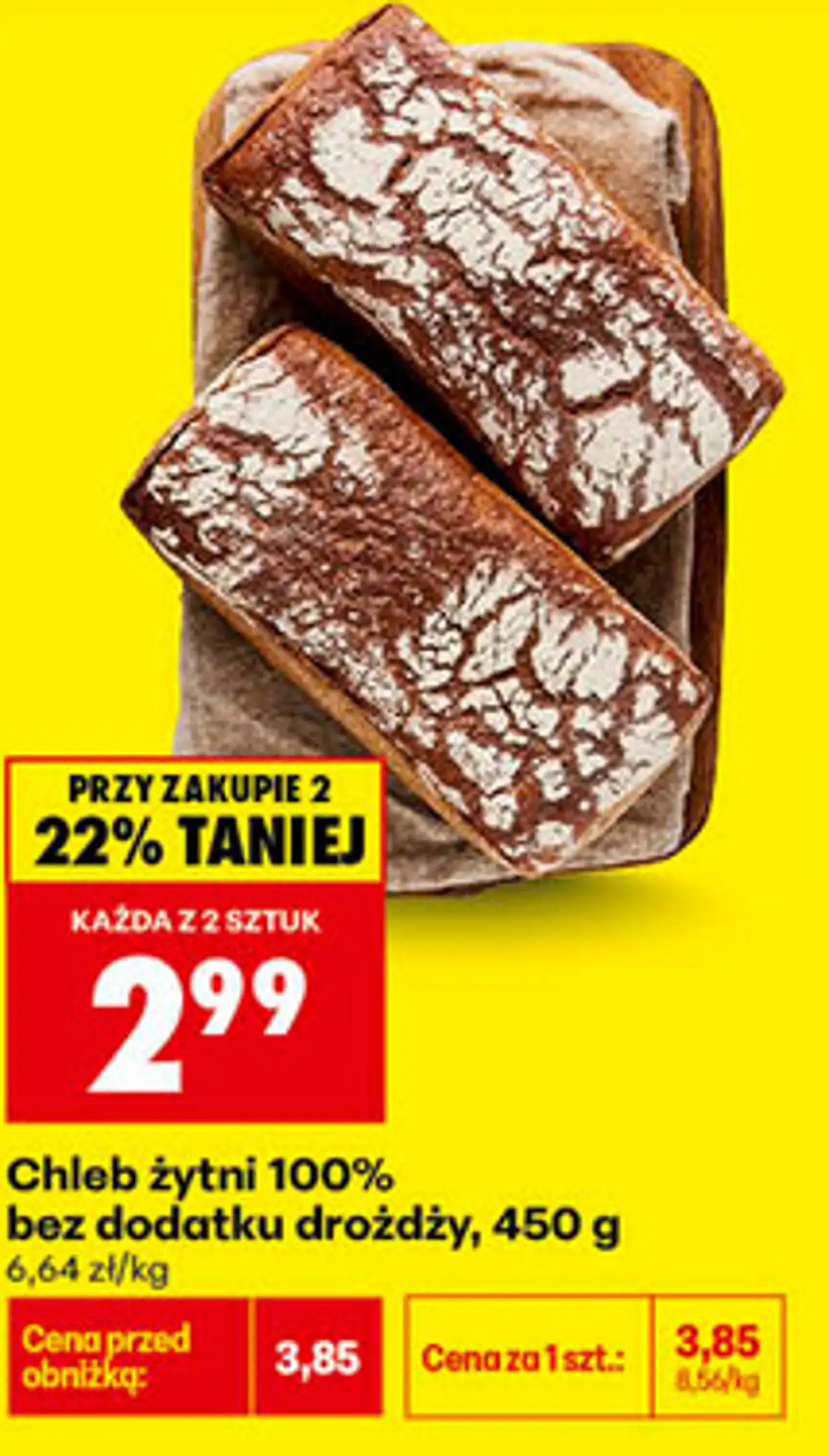 Chleb żytni 100% bez dodatku drożdży, 450 g