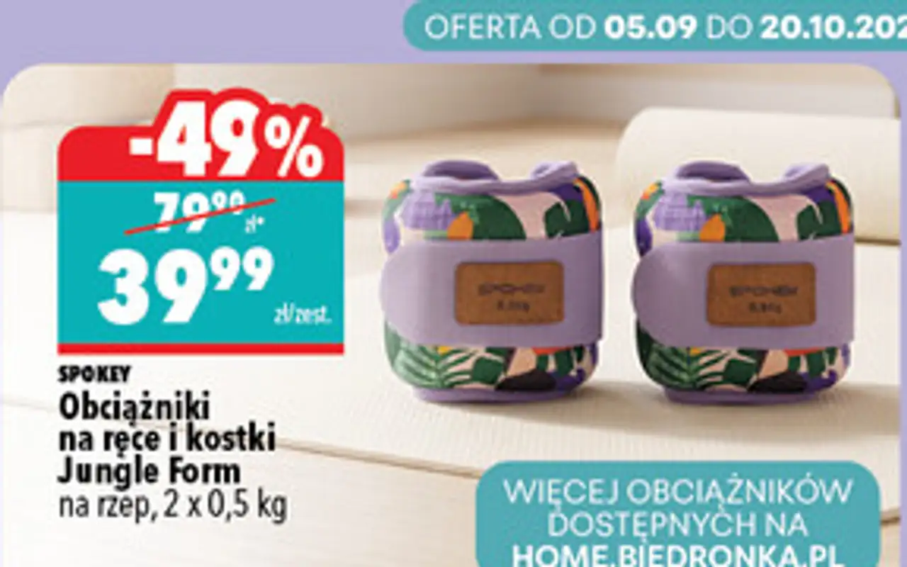 Obciążniki na ręce i kostki Jungle Form Spokey na rzep, 2 x 0,5 kg